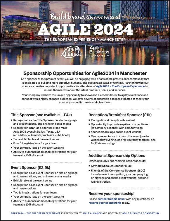 Agile2024 - Sponsorship information